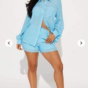 Stylish Light Blue Shirt and Shorts Set